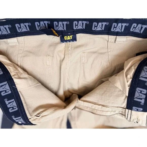 CAT 1752054 Mens Work Pants Size 36x30 Tan Khaki Stretch Cotton Workwear - Picture 10 of 12